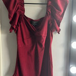 Flower and Feather burgundy maroon deep red shirt Size M Photo 0