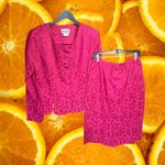 Melissa Vintage Pink Floral Skirt Suit Made in the USA Size 16 Photo 1