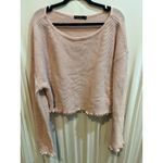 Nasty Gal Collection Pink Knit Cropped Sweater Ruffle Hem Long Sleeve Size 14 Photo 1