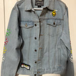 Brooklyn Cloth Women’s  Light Blue Drip Oversized Jean Jacket EUC Size Large Photo 0