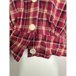 Eggka Peasant Milkmaid Crop Top Red Cream Plaid Long Sleeve Button Front Small Photo 5