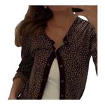 Michael Kors Silk Cardigan Sweater Leopard Print Long Sleeve Women's Size Large Photo 10