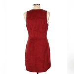 EXPRESS  Western Fringe Mini Dress in Burnt Orange Red Faux Suede Size Large L Photo 2