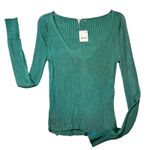 Free People Sweater Womens Small Green Ribbed V-Neck Long Sleeve Knit OB1361173 Photo 11
