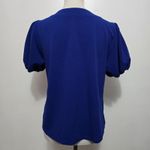 7th Avenue Design Studio Bow Neck Puff Sleeve Royal Blue Blouse Size M Size M Photo 4