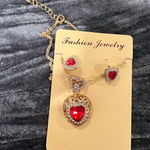 Gold and Red Heart Jewelry Set Photo 0