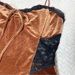 Urban Outfitters  Women's Brown Velvet Black Lace Faith slip Dress Size Large Photo 2