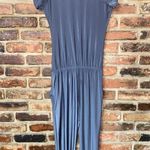 Perla Nera Gray Silver Metallic Short Sleeve Cowl Neck Jumpsuit Women's Size 8 Photo 5