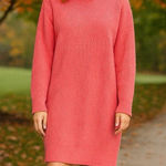 Loft  Dress Womens Large Orange Cowl Neck Sweater Dress Long Sleeve Knee Length M Photo 0