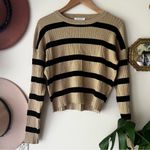 Boutique GILLI 2 piece‎ knit striped Sweater Skirt Set Women’s SIZE MEDIUM Tan Photo 2
