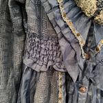 Pretty Angel Ruffle Sequin Linen Tunic Womens Small Blue Fairy Boho Hippie Gypsy Photo 3