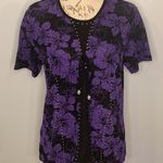 Vintage Kivenst stretch slinky floral rhinestone dressy top L Black Size L Photo 0