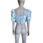 ZARA  White, Blue and Green Floral Crop Top Photo 3
