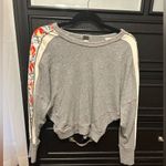 Free People embroidered embellished flower sleeve grey long sleeve top Photo 0