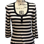 Venini Striped Henley Sweater Black White Size Medium Pullover business casual Photo 0