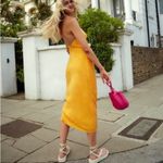 ZARA  Bloggers Fav Orange Midi Satin Effect Casual Maxi Slip Dress Orange SZ XS Photo 5