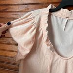 Free People Terese Velvet Blouse Pale Pink Ruffle Neck Long Sleeve Top S Photo 4