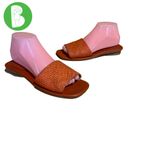 Jeffrey Campbell ORANGE RAFFIA AND LEATHER SLIDE FLATS (8) Photo 1