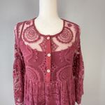 Jens Pirate Booty Free People El Sol Dark Rose Lace Babydoll Mini Dress Size S Pink Photo 3