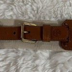 Tory Burch Tan and Brown Stretch Leather Belt with Gold Buckle Size XS Photo 0