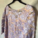Alex Evenings Dress Size 16W Purple Peach Nude Lace Floral Overlay VNeck Elegant Photo 2