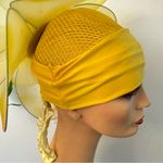 Handmade yellow floral hat. This hat was made for the stage in the theater. Photo 6