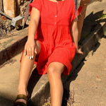 Umgee Neck Dress with Polka Dot Fabric and Crochet Lace Details size Small Photo 0