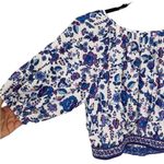 Joie  SHORT SLEEVE BLUE PRINT CROPPED TOP S Photo 3