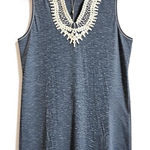 Max Studio  Split Neck Swing Dress Women Plus 1X Blue White Crochet Embroidery Photo 0