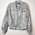 VINTAGE Holloway Finishline Silver Gray Bomber Windbreaker Jacket Size L Photo 2