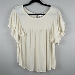Forgotten Grace  Cream Smocked Flutter Short Sleeve Blouse Size XL NWOT Photo 0