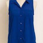 Divided  Women’s Size 4 Royal Blue Sleeveless Button Down Top Photo 0