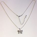 Elegant Silver Tone Yellow Enamel Dainty Butterfly Pendant Necklace Photo 4