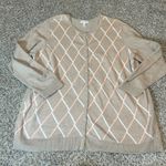 Croft & Barrow  Women Cardigan Sweater 2X Tan Argyle Long Sleeve Cotton Button Up Photo 0