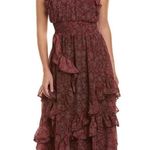 Avec Les Filles  Red/Maroon Ruffle Dot Maxi Dress Sz 10 Photo 0