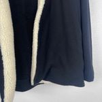 James Perse Women's High Pile Fleece Trim Hooded Cardigan Black Sz 2 (M) Photo 2