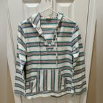 Roxy Wild and Free Baja Hooded Pullover Sweatshirt Size XL white pink blue Photo 1