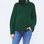 ZARA  Knit Oversized Green and Black Sweater Slouchy Turtleneck Photo 0