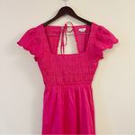 Jason Wu  fuschia Pink Smocked Bodice Tie Neck Open Back Midi Dress Size Medium Photo 1