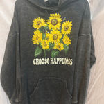 No Boundaries  Sunflower Print Graphic Hoodie Charcoal Gray Oversized XXXL Photo 0