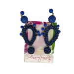 Lilly Pulitzer  Alba Blue Raffia Drop Dangle Earrings Bead Accents Baubles NEW Photo 0