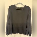 Liverpool  Black Women's V-Neck Long Sleeve Pleated Top Medium NWT Photo 5