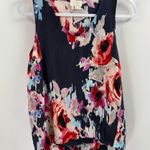 Kate Spade  Blue Red Watercolor Floral Silk Sleeveless V-neck Relaxed Fit Top 4 Photo 0