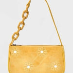 Art Class Y2K Style Mini Bag Wristlet Yellow Corduroy Purse Embroidered Flowers Cottage Photo 0