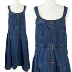 Anthropologie Pilcro Button Front Denim Pinafore Midi Dress Size Large Photo 6