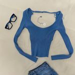 ZARA Blue Rib Open-Back Top Photo 0