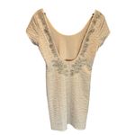 Free People Bringing Sexy Back Champagne Textured Beaded Mini Dress - size Small Photo 5