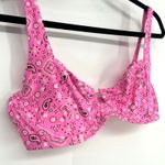 Aerie  V Wire Scoop Bikini Top Underwire Pink Bandana Print Size 38D Photo 2