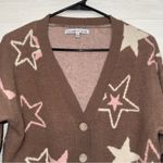 Celebrity Pink Women's Brown Star Print Button Front Cardigan Sweater size large Photo 4