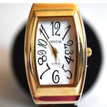 Geneva Trendy Tortoise Shell 5"Gold Tone Cuff New Battery Like New Watch Gold Photo 1